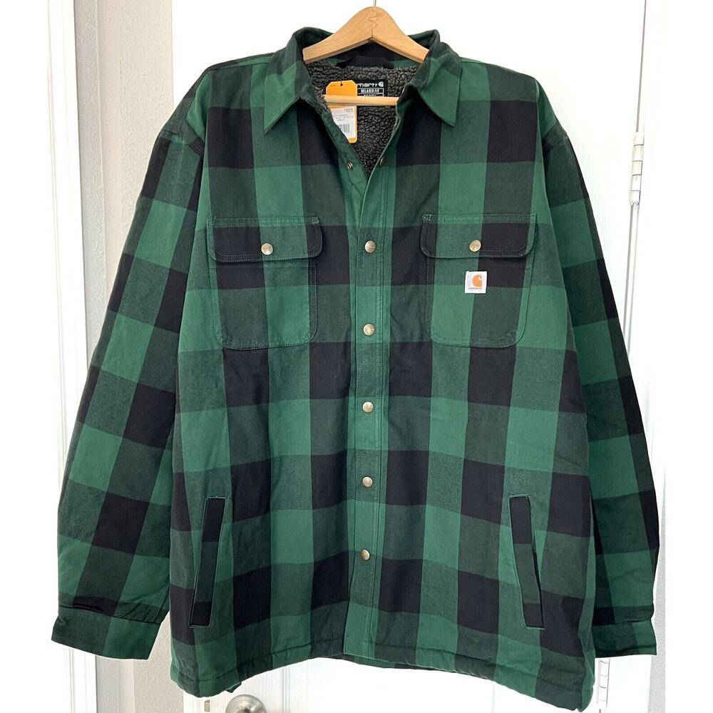 Carhartt Relaxed Fit Heavyweight Flannel Sherpa Lined Shirt Jacket 3XL IRREGULAR